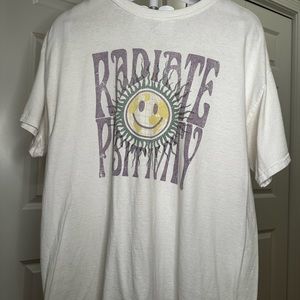 White “Radiate Positivity” Graphic T-Shirt